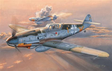 Wallpaper War Art Painting Aviation Ww2 Messerschmitt Bf 109