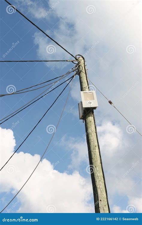 Utility Pole Of Wire And Cables Commonly Hong Kong 19 Sept 2005