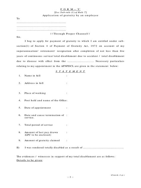 26 I Form Gratuity Appln By Emp Who Appointed After 12 Pdf Pdf