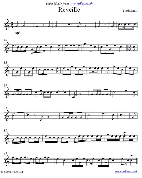 Traditional Reveille A Military Bugle Call Sheet Music