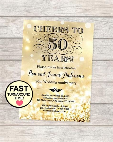 Uitnodigingen Invitaties 50 Personalized Custom Golden 50th