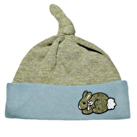 Baby Boys Blue And Gray Knotted Bunny Hat Jacquis Preemie Pride