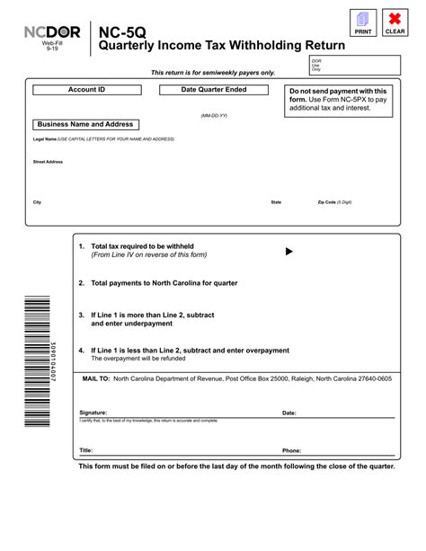 Form Nc 5q Download Fillable Pdf Or Fill Online Quarterly Income Tax