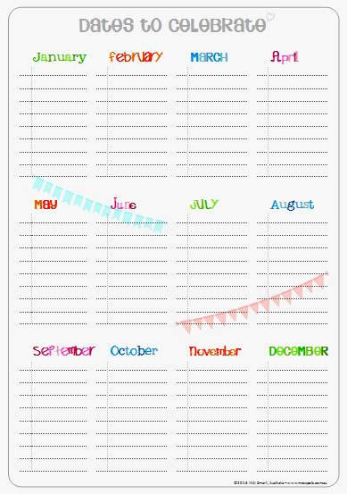 Free Printable Perpetual Birthday Calendar From Messpots Currently