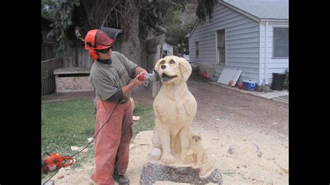 Depending on how much tree sap is in your dog's coat, the quickest and easiest solution, if the most expensive. Chainsaw Pine Tree Carving of a Dog and Cat by Chainsaw ...