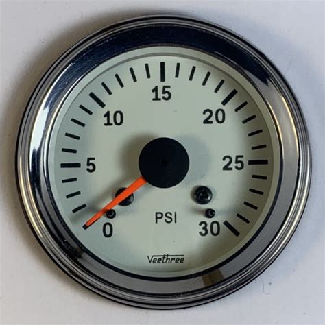 Boost Gauge 30psi Chrome Bezelwhite Dial With Tubing Kit Veethree
