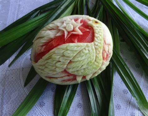 Peacock Watermelon Carving Thai Creations