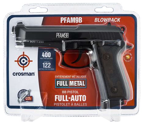 Crosman Pfam9b Full Auto Air Pistol Co2 177 Bb 20rd Black Frame Black Polymer Grip Bama