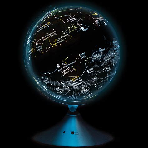 Constellation World Globe Light Sensor Displays Earth By Day Or Sky At