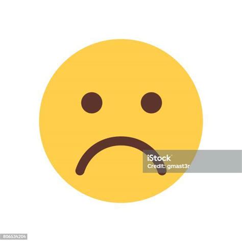 Yellow Cartoon Face Sad Upset Emoji People Emotion Icon Stock