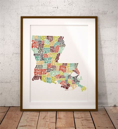 Louisiana Map Art Louisiana Art Print Signed Print Of My Etsy Map