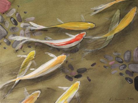 Pintura de peces Koi sobre lienzo gran enmarcado o sin Etsy España