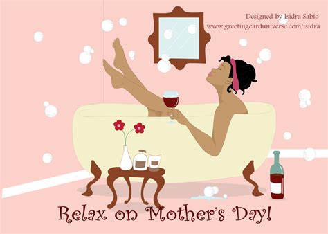 Mothers Day Beautiful Mother Relaxing In A Tub Drinking Wine Card