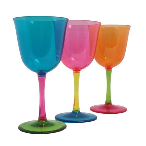 Stylish Trio Of Multi Coloured Wine Glasses That Will Bring Life And Energy To The Meal And