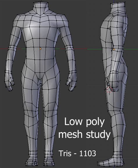 Lowpoly Body Mesh Study Polycount Forum 3d Topology Human Topology