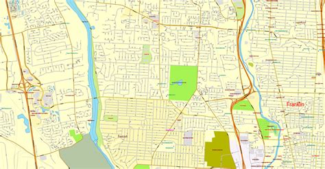 Columbus Ohio Pdf Map Exact Vector City Plan V2311 Printable Street
