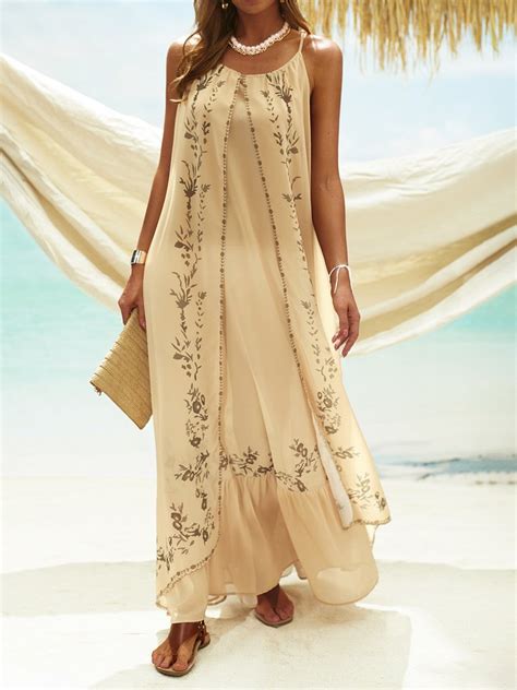 Bohemian Embroidered Suspender Dress Noracora