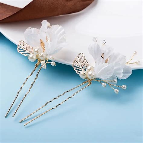 High Quality Women Crystal Rhinestone Flower Gold Leaf Hair Pins Clips