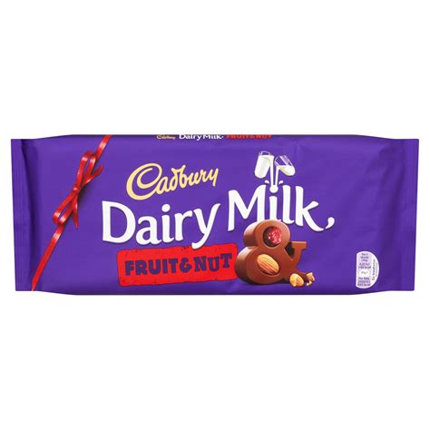 We are passionate about our great quality cadbury products. Cadbury Dairy Milk Fruit and Nut Chocolate Bar 360g ...