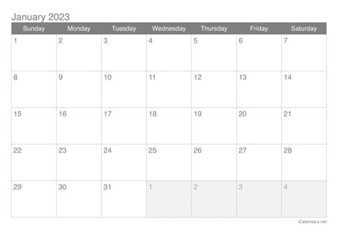 January 2023 Free Monthly Calendar Aria Art