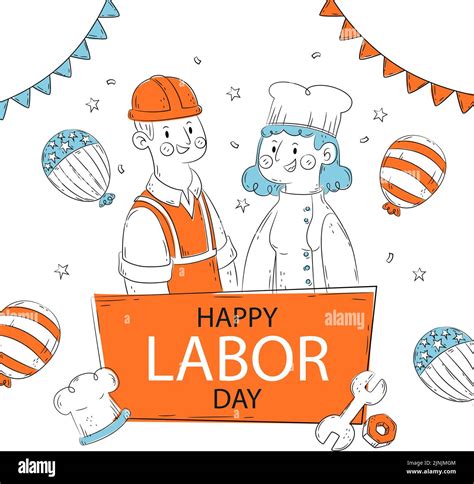 Hand Drawn Illustration For Labor Day Celebration Vector Illustration