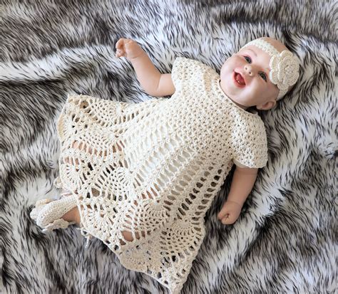 Baby Girl Dress Set Baby Dress Baptism Set Crochet Baby Dress