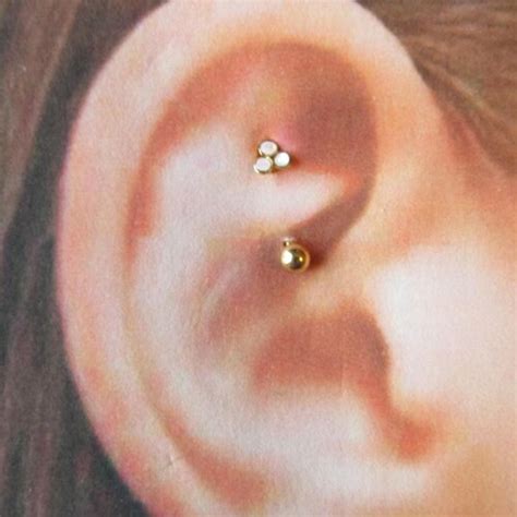 Golden Rook Piercing Round Cz Surgical Steel Curved Etsy