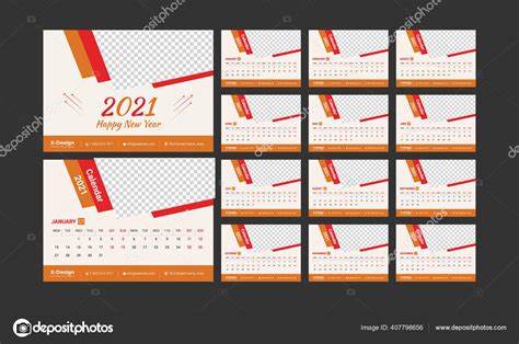 Desk Calendar 2021 Yearly Planner All Months School Company Schedule