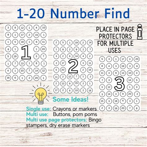 1 20 Number Find Preschool Kindergarten Homeschool 123 Bingo