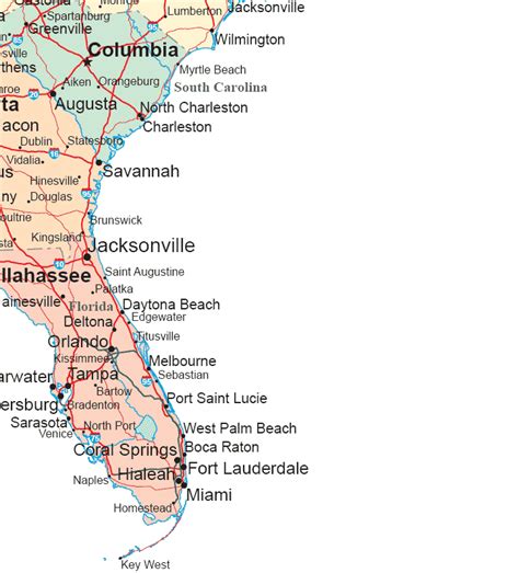 Map Of East Coast Of Florida Usa