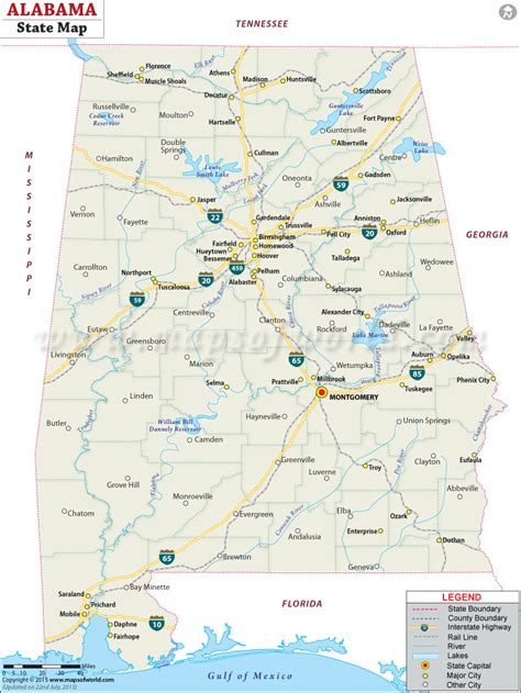 Alabama State Map Alabama State On Us Map