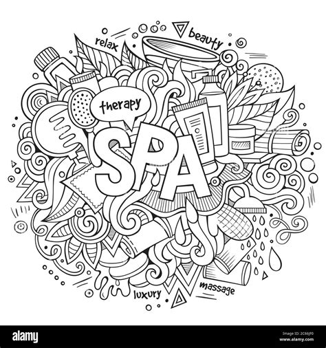 Spa Hand Lettering And Doodles Elements Illustration Stock Vector Image