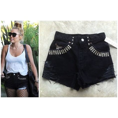 Black Studded High Waisted Levi Denim Shorts Inspired Miley Cyrus