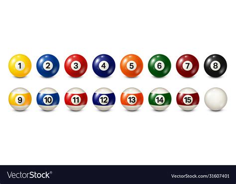 Billiard Pool Balls With Numbers Collection Vector Image