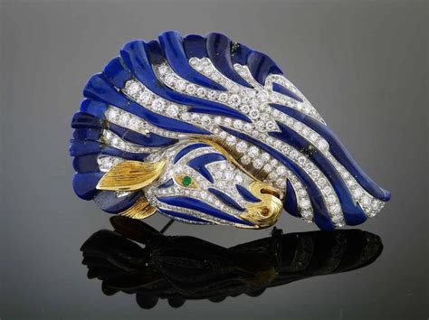 Van Cleef And Arpels Diamond Lapis Lazuli Emerald 18 Karat Gold Zebra