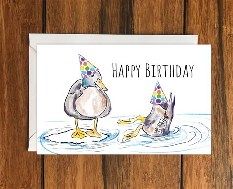 Ducks Happy Birthday Greeting Card A6 Etsy Happy Birthday Greetings