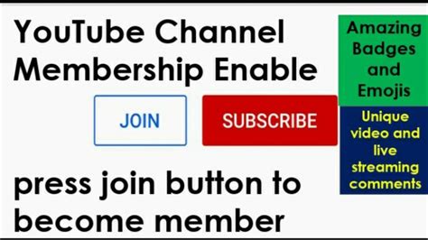 Youtube Channel Membership Enable Press Join Button To Become Member