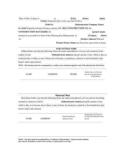 20 Sworn Statement Construction Free To Edit Download And Print Cocodoc