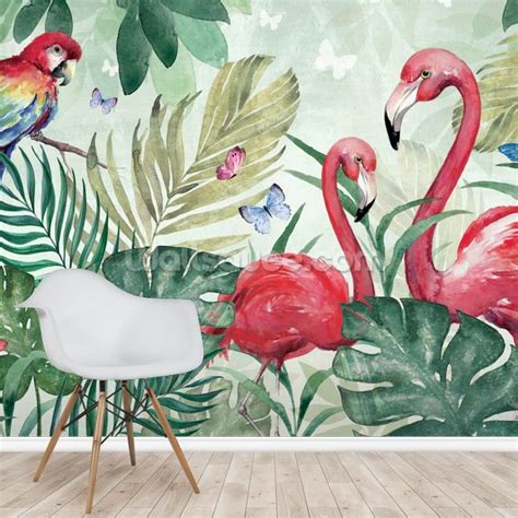 Tropical Flamingo Wall Mural By Di Brookes Wallsauce Uk