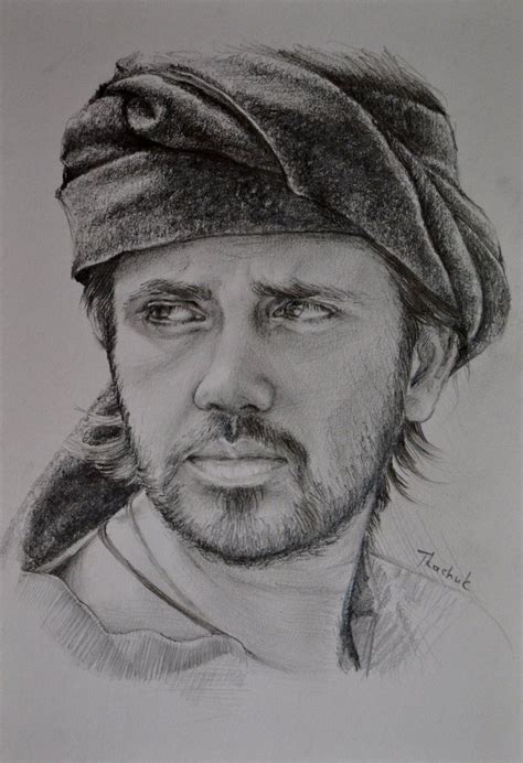 Indian Man Drawing Pencil Sketch Colorful Realistic