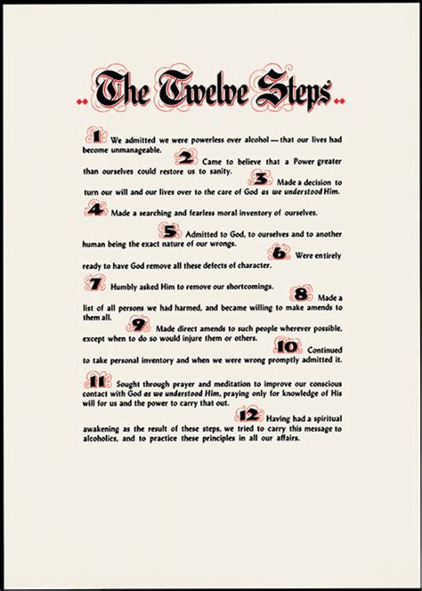 Poster, AA 12 Steps, Small - Parchment 12-1/4" X 17-1/4" Suitable For
