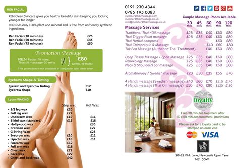 No1 Thai Massage And Pink Lane Nailsservices Price List By No1 Thai Massage Newcastle Issuu