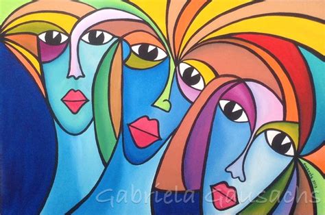 Original Acrylic Painting 24x36 Abstract Faces