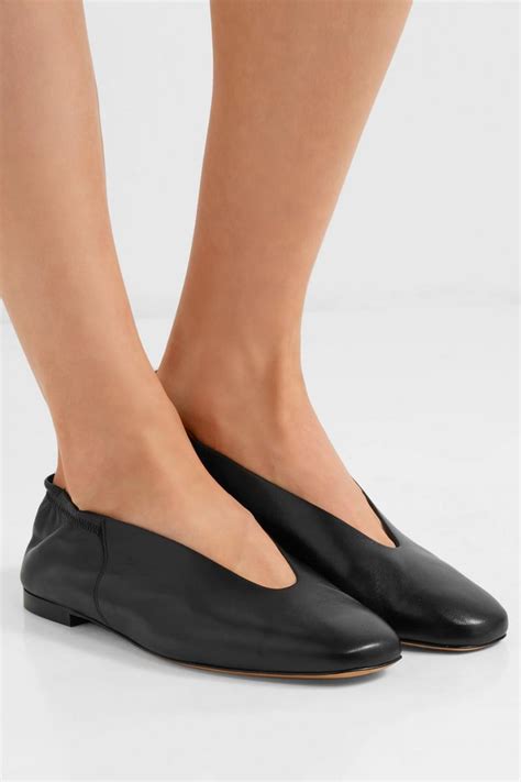 Black Womens Vince Flat Shoes Lorelle Leather Ballet Flats Black ⋆