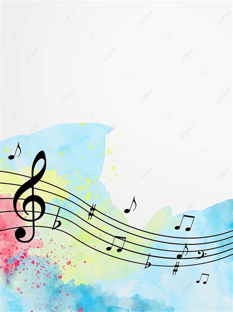 Hand Drawn Music Training Musical Notes Watercolor Background En 2022