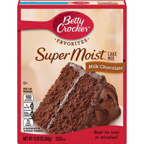 Mixes, batters, frosting and more. Betty Crocker Super Moist Milk Chocolate Cake Mix, 15.25 oz - Walmart.com - Walmart.com