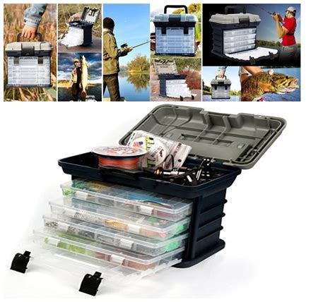 Fishing Tackle Box With Handle Portable 4 Layers Fishing Accessory Case