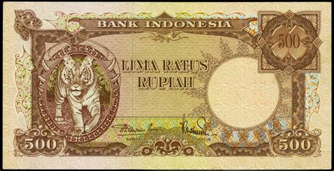 Indonesia 500 Rupiah Banknote 1957 Tiger Animal Seriesworld Banknotes
