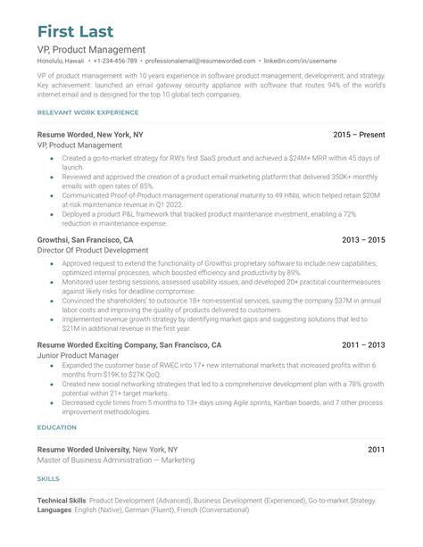 Vp Product Management Resume Examples For 2024 Resume Worded