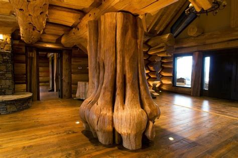 40 incredible log cabin home and mansion designs and photos showcasing log home exteriors. log-cabins: Massive trunk as a support | Mystical magical ...